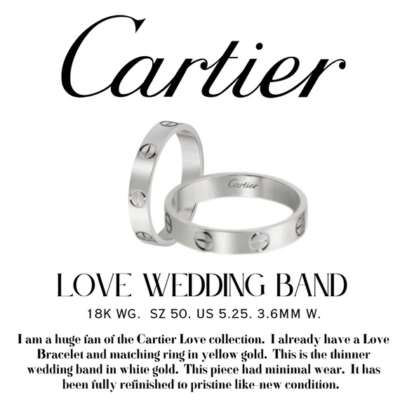 Cartier Jewelry - Cartier Love Wedding Band Size 5.25 White Gold